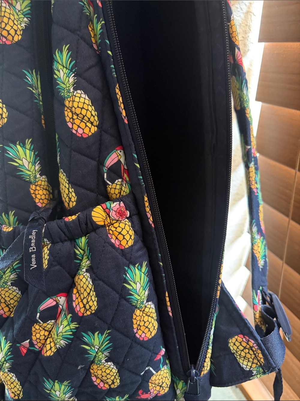 Vera Bradley Navy Quilted Pineapple Print Toucan Party Backpack - Picture 3 of 13